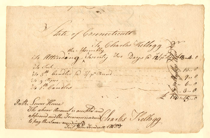 Connecticut Currency - Pay Order for "General Assembly"